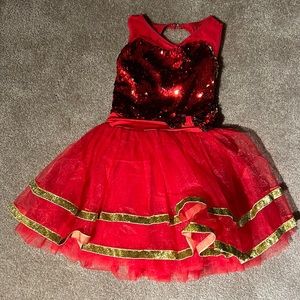 Girls Size 6 Red Tutu Dance Costume Dress and Bow